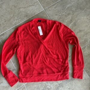 NWT J.Crew Red Wrap V-Neck Long Sleeve Top – Size Small
